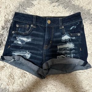 American Eagle dark wash ripped jean shorts